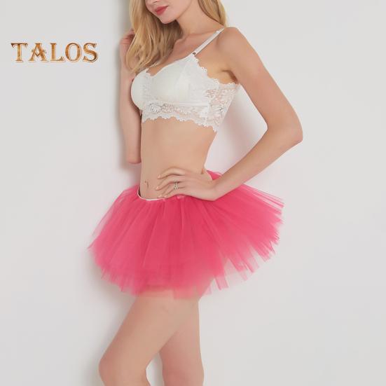 Women Mesh Tutu Skirt Lady 5 Layers Tulle Princess Skirts with Elastic Band Adult Female Short Gauze Pettiskirt for Mini Ball Beach Festival Dance