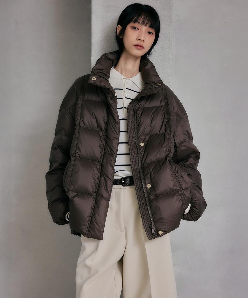 Leftseoul Easy Warm Hooded Duck Down Jumper [Brown]