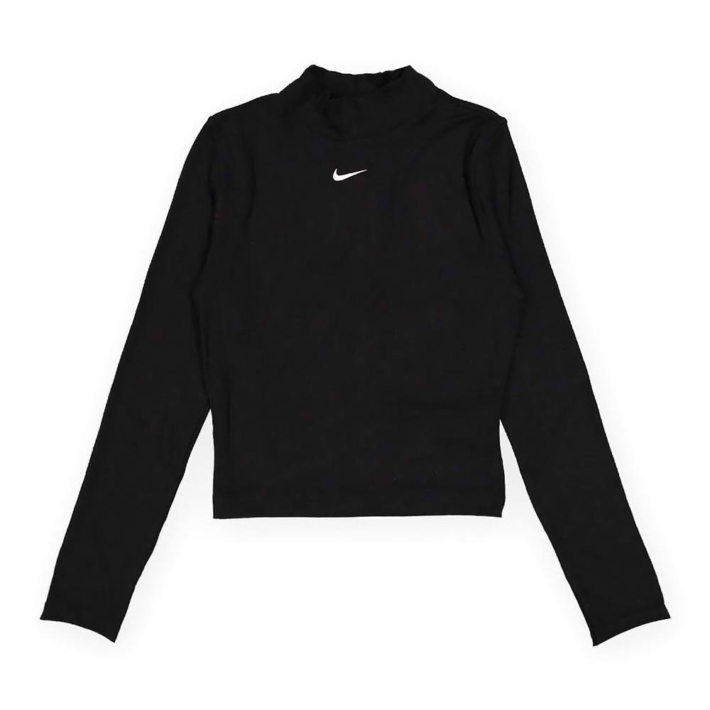 Nike Футболка с логотипом и высоким воротом, облегающая, с длинным рукавом, женская, черная DV7881-010