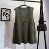 Women's Spring and Fall Plus Size  Knitted Sweater Loose Sleeveless V-neck Pockets Undershirt