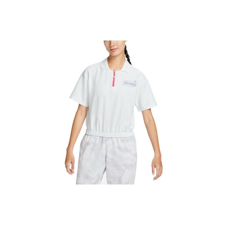 Nike Спортивная футболка-поло с принтом логотипа, женские топы, цвет Mountain-White FN3707-121