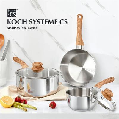 KOCH SYSTEME CS Кастрюля из нержавеющей стали 1QT/2QT/3QT С антипригарным покрытием Ковш для молока с термостойкой бакелитовой ручкой Сотейники Индукция