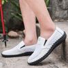 Мужские белые мокасины Slip-On серые на плоской подошве для вождения черные походные туфли ортопедические туфли ручной работы большого размера
