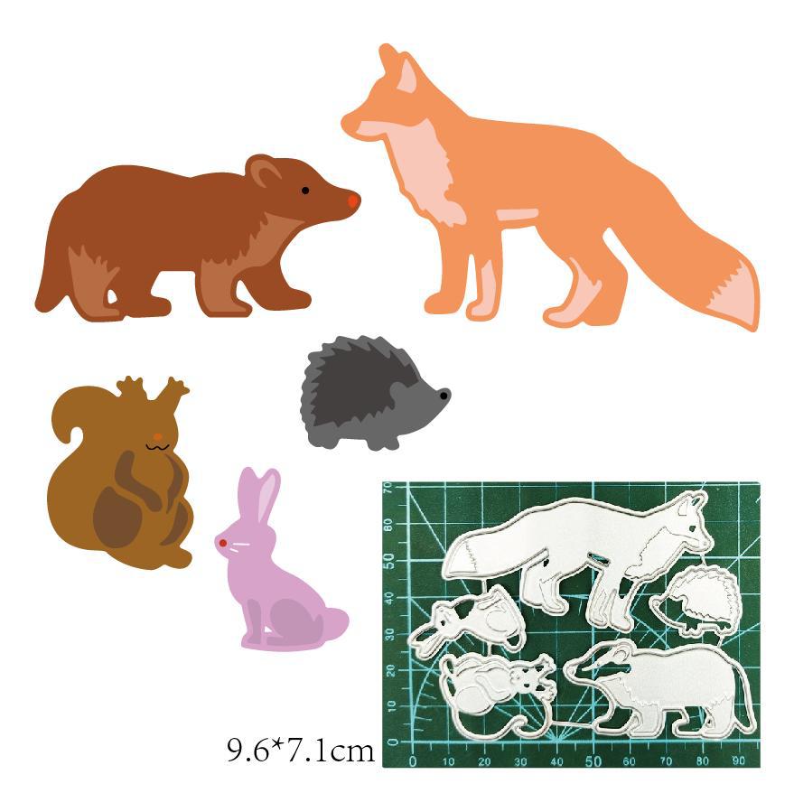 Лиса, еж и кролик, художественный узор, металлические трафареты, ремесленное тиснение, штампы для скрапбукинга для изготовления карт, декор