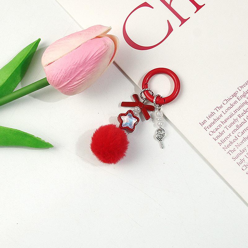 Sweet Bow Star Beaded Keychain Kawaii Pendant For Women Girls Versatile Exquisite Backpack Decoration Accessories Gifts