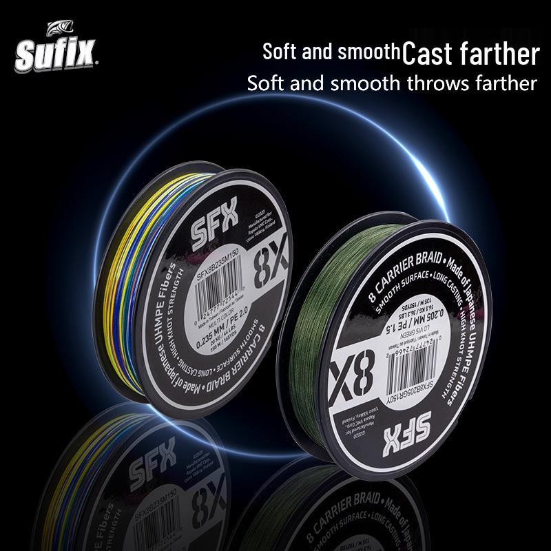 Рыболовная леска Sufix SFX New 8X Horse - Оригинальная 8-жильная, Высокая прочность на разрыв, PE для дальнего заброса приманки