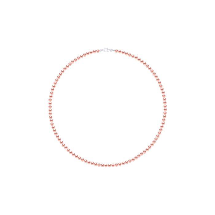 Collier - Pearls & Colors - Perle de Culture d'Eau Douce Semi-Ronde - Perle Rose - Argent 925 - Qualité AAA+ - Femme