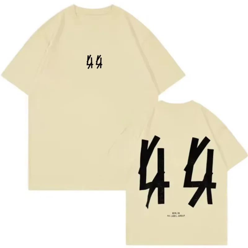 2026 44 Группа этикеток Хлопковая футболка в стиле Хип-хоп Унисекс Уличная одежда Короткий рукав Круглый вырез Принт Повседневная Дышащая Модная футболка для взрослых