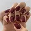24Pcs Short Square Black Starlit Sky Press On Nails Fashion Artificial Full Cover Nail Tips