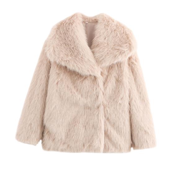 Женская пушистая куртка из искусственного меха, с длинными рукавами, лацканами, пушистое пальто с открытой передней частью, лохматая куртка, зимняя теплая верхняя одежда