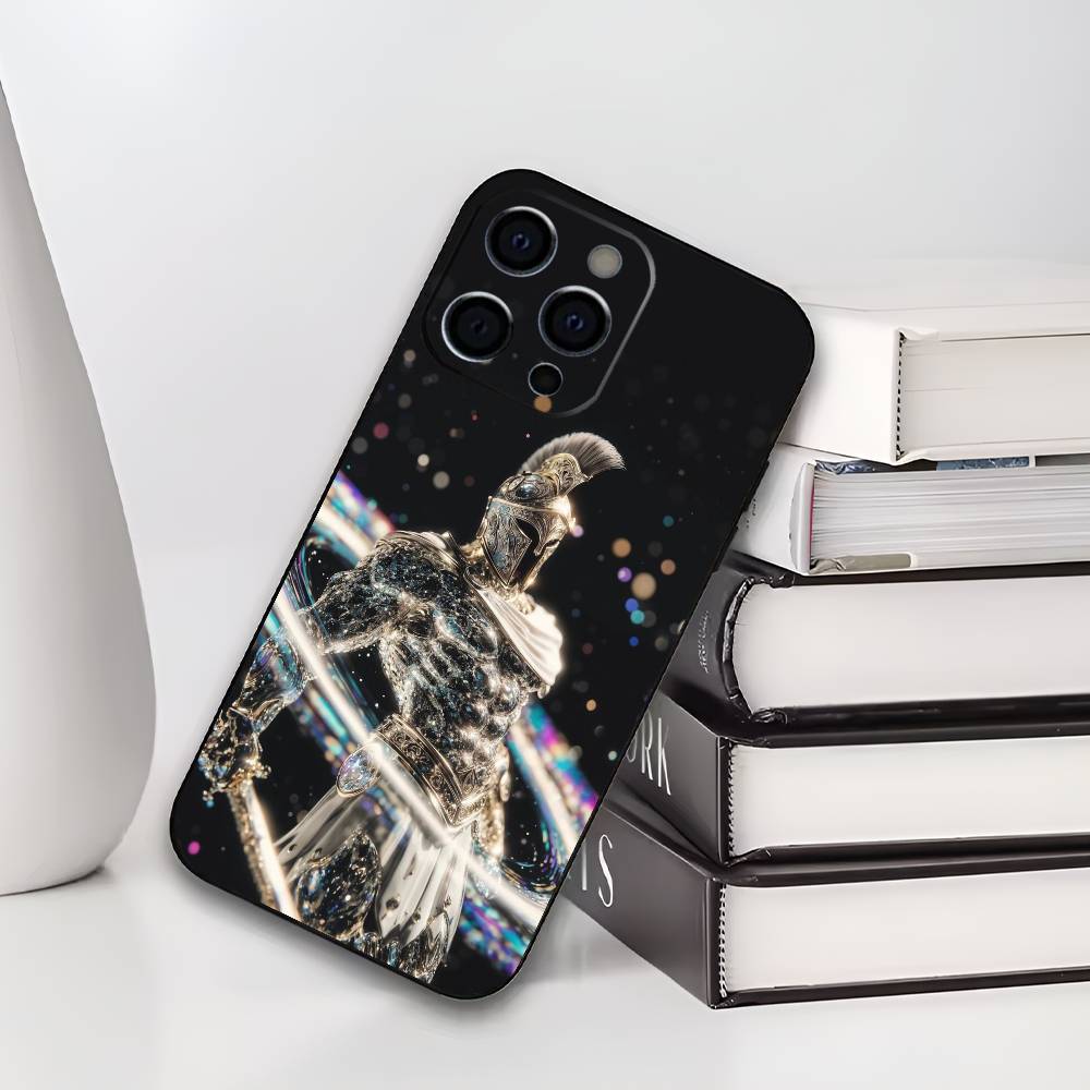 Крутой чехол для телефона в стиле спартанцев для iPhone 17,16,15,14,13,12,11 Plus,Pro Max,XS,Мягкий черный чехол