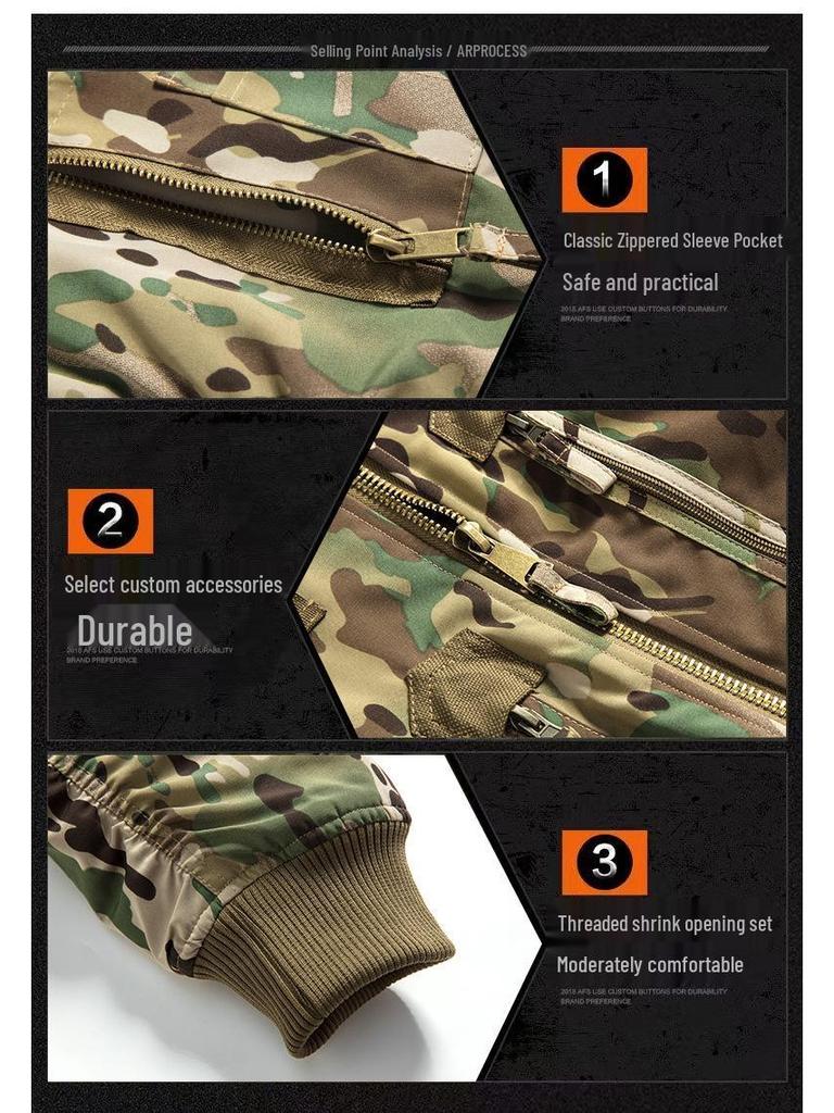 Мужская тактическая куртка-бомбер с воротником-стойкой на осень-зиму – Бейсбольная форма в стиле пилота ВВС