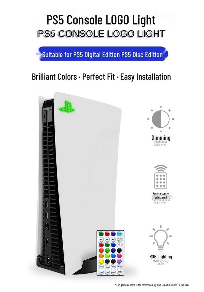 Красочная атмосфера подсветки для консолей PS5 Digital и Disc Edition, Динамическая светодиодная подсветка логотипа