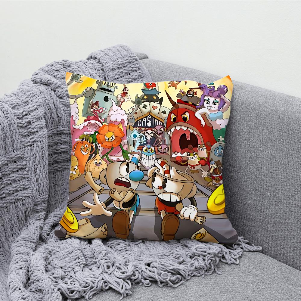 Игра для двух игроков Co Op Чехол на подушку C-Cuphead Мягкий чехол-подушка для декора дивана в деревенском стиле Домашние украшения и Защитный чехол на подушку