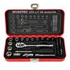 Набор торцевых ключей WORKPRO, набор инструментов для гаража, гаечный ключ с храповым механизмом, быстросъемный инструмент с рукояткой-храповиком, набор инструментов, 37 предметов, кейс 6,35 мм (1/4 дюйма) [Железо