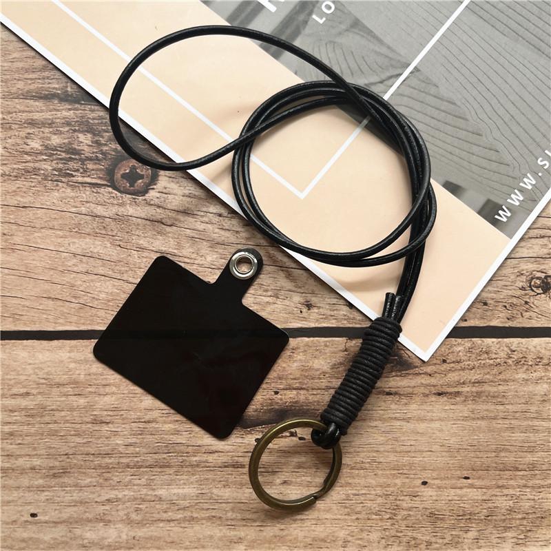 Lanyard Retro Keychain on the Phone Chain Cowhide Neck Key Lanyard Rope for Mobile Phone Accessories Genuine Leather Strap