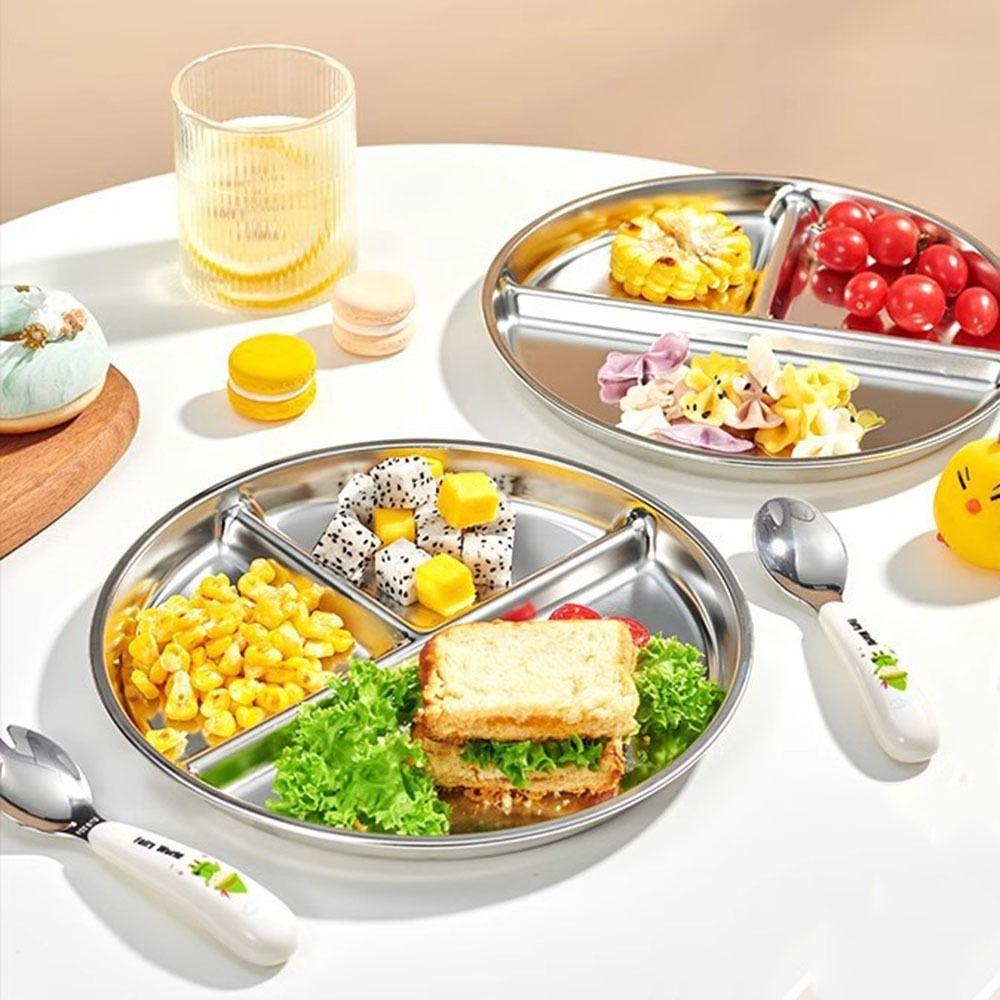 Reusable Portion Control Plate Unbreakable 3 Compartment Food Tray Divided Dinner Plates Kids