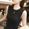 Summer Sleeveless Round Neck Casual Tank Tops Women Fashion Slim Fit Solid Base Pullover Tanks Women Camis Simple Office Lady Vest 26230