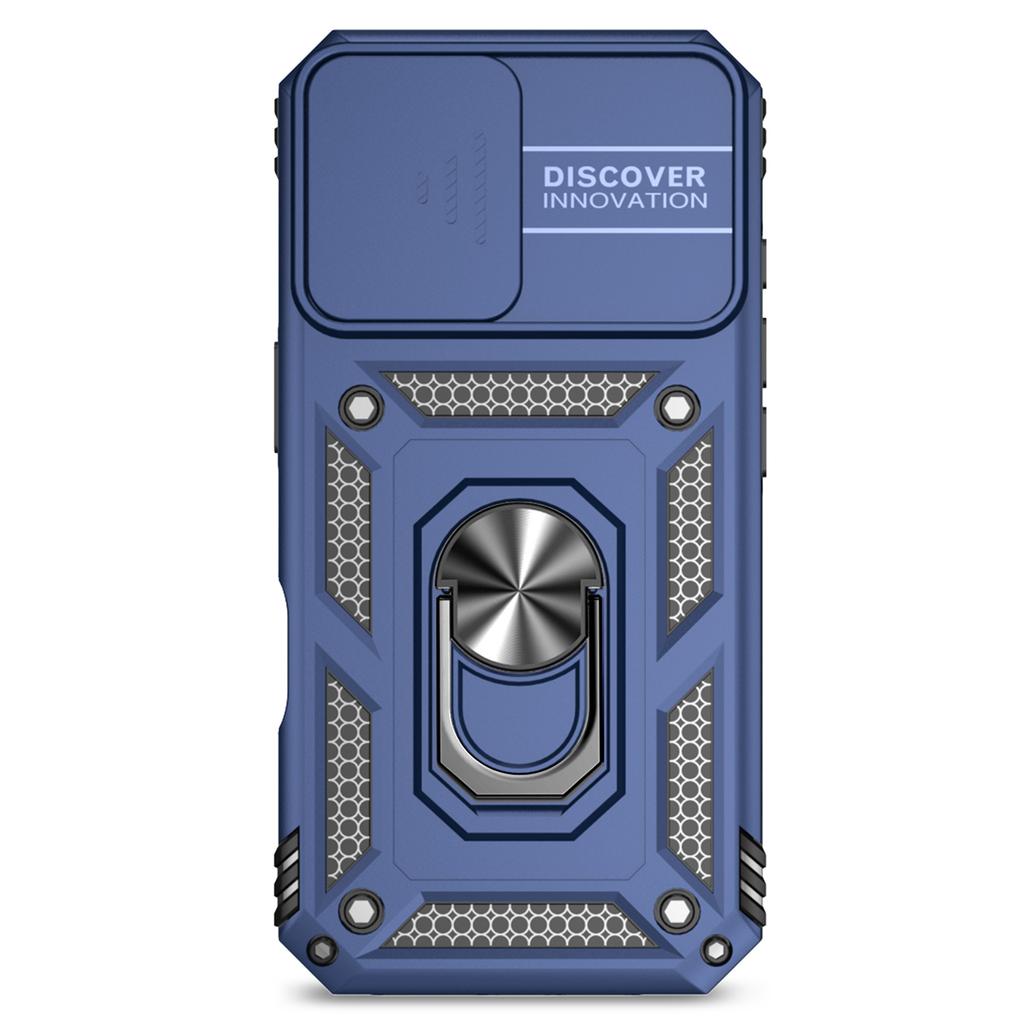For iPhone 16 Case Ring Holder Kickstand Camshield PC+TPU Phone Cover