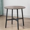 85cm Dining Room Table, Industrial Style Kitchen Table Round with Steel Legs, Rustic Brown