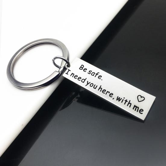 Drive Safe I Love You Keychain Personalized Initial Engraved Gift Stainless Steel Smooth Finish Keyring