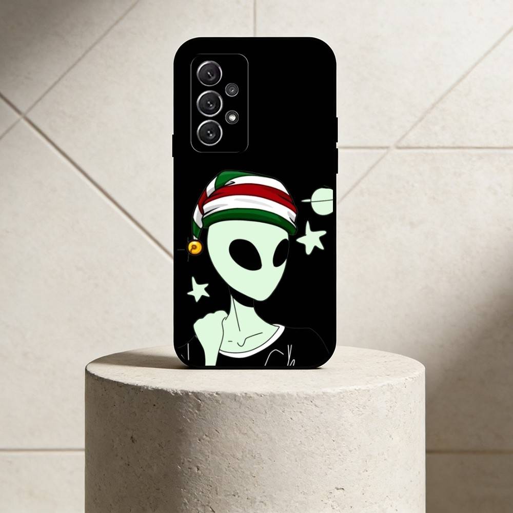 Зеленый инопланетный чехол для телефона G-Green для Samsung S25,24,21,22,23,30,Ultra,20,Plus,Fe,Lite,Note Мягкая черная крышка