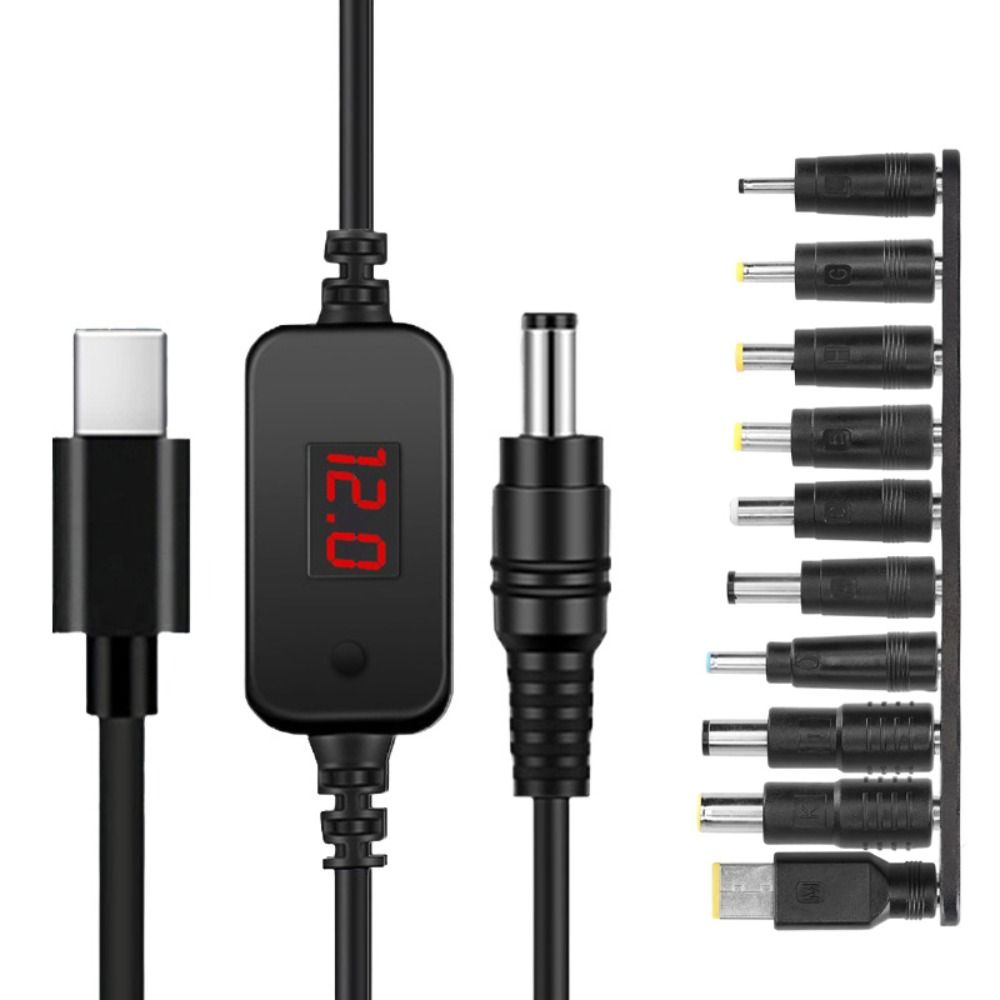 With 10 Connector Tips USB C To DC PD Adapter Cable 5V/9V/12V/15V/20V Boost Cable  Camera