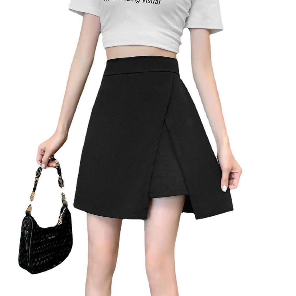 Black Short Skirt Women's Summer Split Chiffon Suit Half Skirt Pants High Waist Slim A-line Short Skirt
