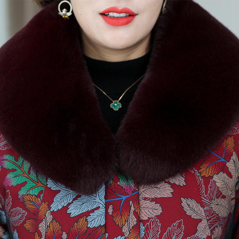 Женские пуховики среднего возраста Зимние винтажные парки Меховой воротник Подкладка Съемный Большой размер Элегантные Толстые Теплые Пуховики Женская верхняя одежда