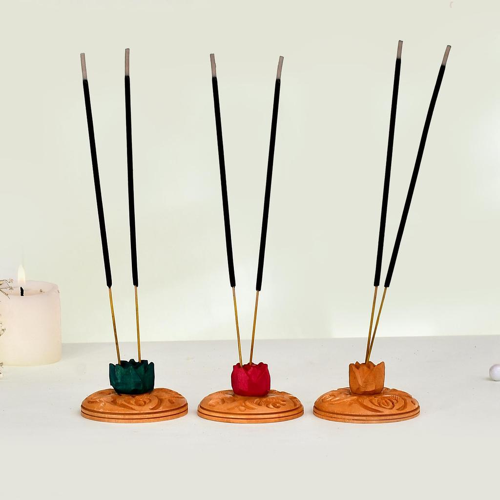 Wooden Agarbatti Stand, Incense Stick Holder For Home And Pooja Decor (Set of 10)