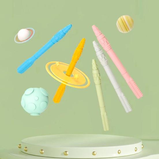 Прорезыватель для младенцев, палочка для еды, ручной гибкий жевательный игрушка в форме ракеты, мягкий силиконовый прорезыватель для младенцев, облегчение прорезывания зубов, сенсорный