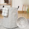 Household Dirty Clothes Basket, Toy Storage Bucket, Grid Fabric Large Foldable Waterproof Storage Basket