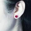 Рубиновые серьги-пусеты Фиолетовое золото Ювелирные изделия Инкрустированные 14-каратным розовым золотом Круглые Новые Роскошные Серьги-шармы для женщин Помолвка Свадебный подарок