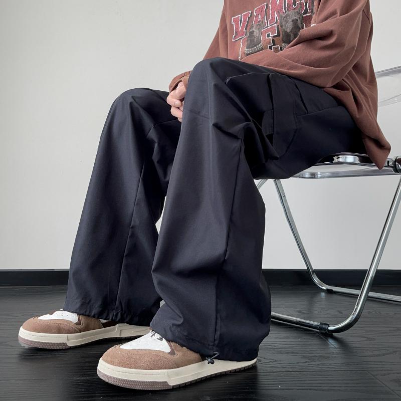 Уличная одежда 2024, весна-лето, повседневные мужские брюки, однотонные легкие брюки-карго в стиле Харадзюку, модные прямые мужские брюки