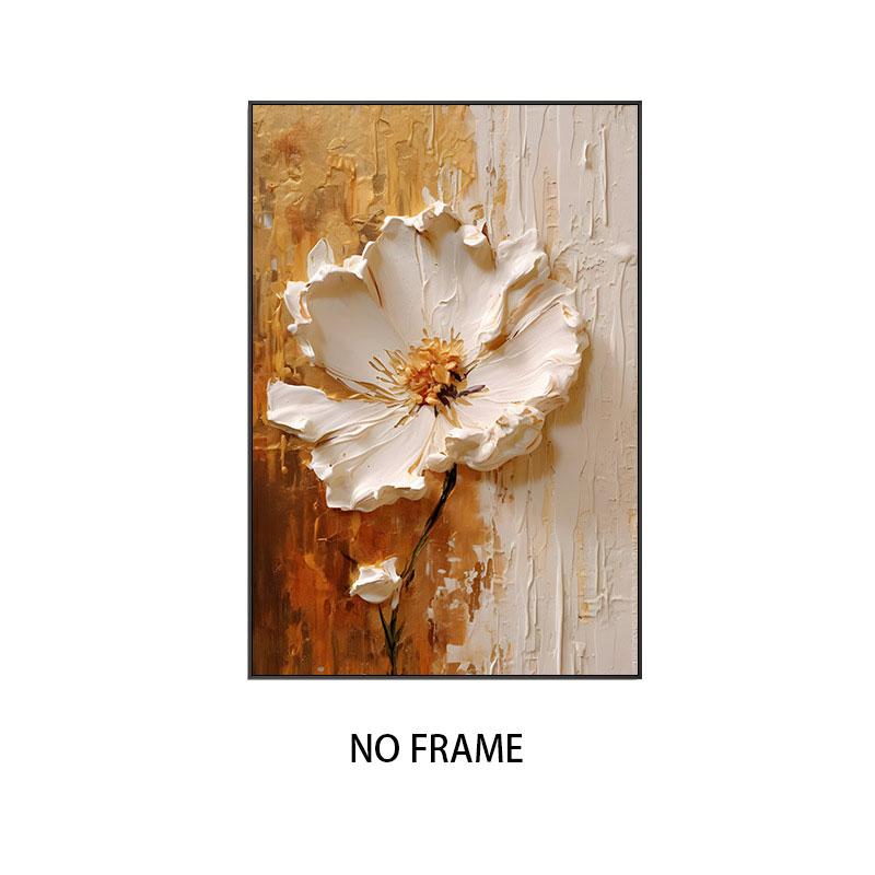 Abstract White Flower Oil Painting Printed On Canvas, Luxury Flower Posters and Prints Floral Wall Art Porch Living Room Decor