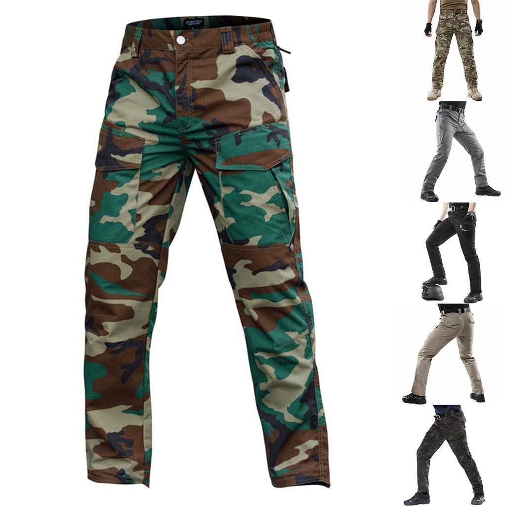 Outdoor Typo Pants Thin Breathable Men's Camouflage Pants Slim-fitting Trousers Military Fans Training Multi-bag Work Pants