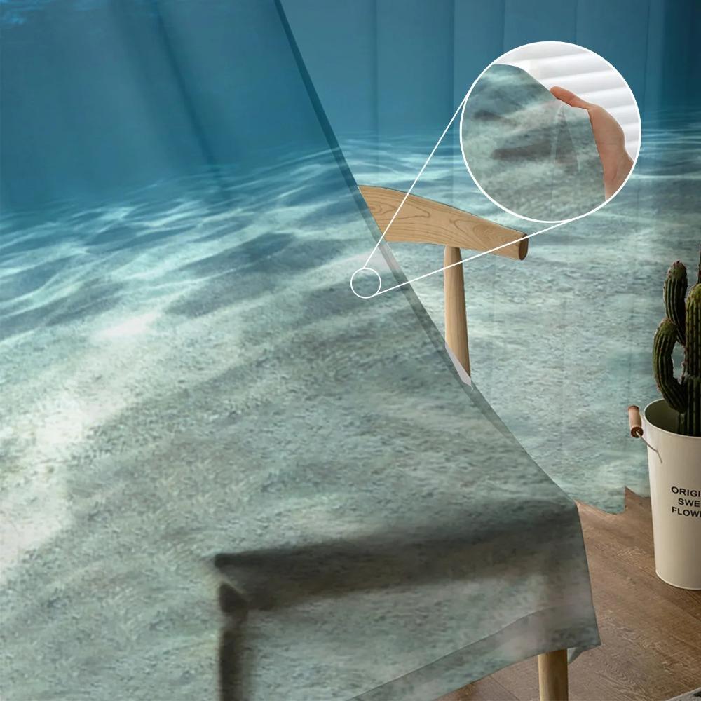 Глубокие прозрачные шторы из тюля с морским принтом для гостиной, прозрачные шторы из вуали для спальни, экранирующие шторы, жалюзи, домашний декор