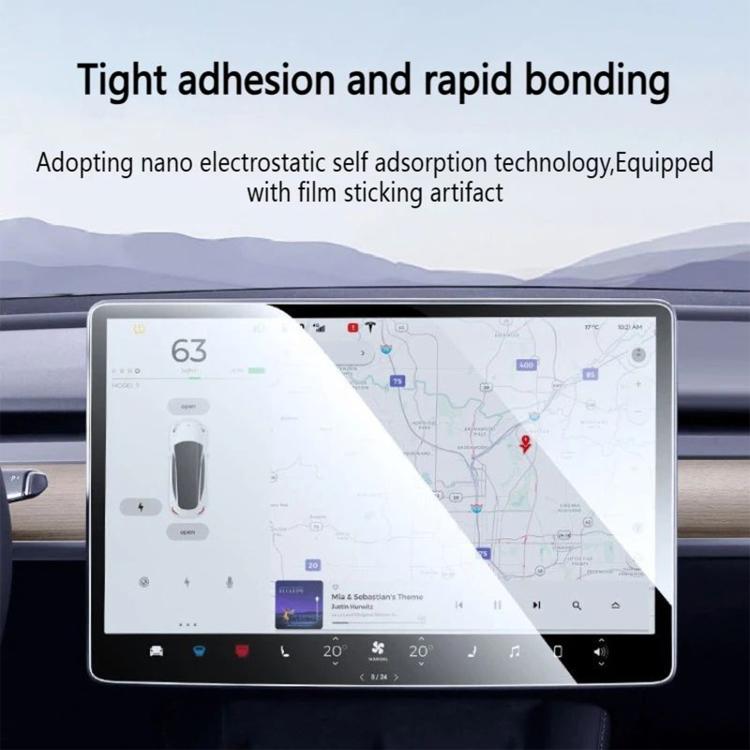 Easy Install Box Dust-Free Anti-Fingerprint HD Tempered Glass Navigator Screen Film For Tesla Model 3 Refresh