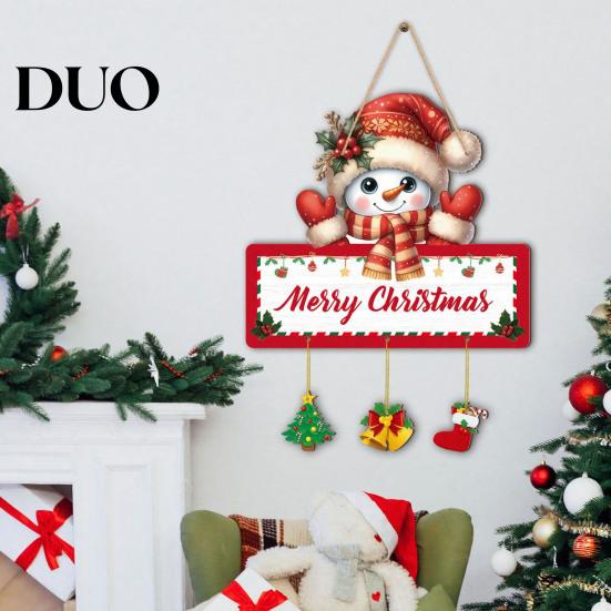 Holiday Home Wall Decorations Christmas Winter Wooden Hanging Sign, Elk Snowman Decorative Plaque, Ornaments Door Sign for Party Decor