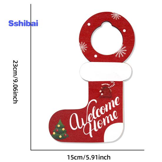 Рождественская деревянная дверная ручка, украшение, Санта-Клаус, снеговик, чулок, праздничный декор, дверная ручка, вешалка, подвеска, товары для вечеринок