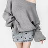 Za Export New Arrival Women's Clothing ZR Fashion Style Fashion All-Match Oblique Shoulder Lazy Sweater Asymmetrical Slimming Sweater