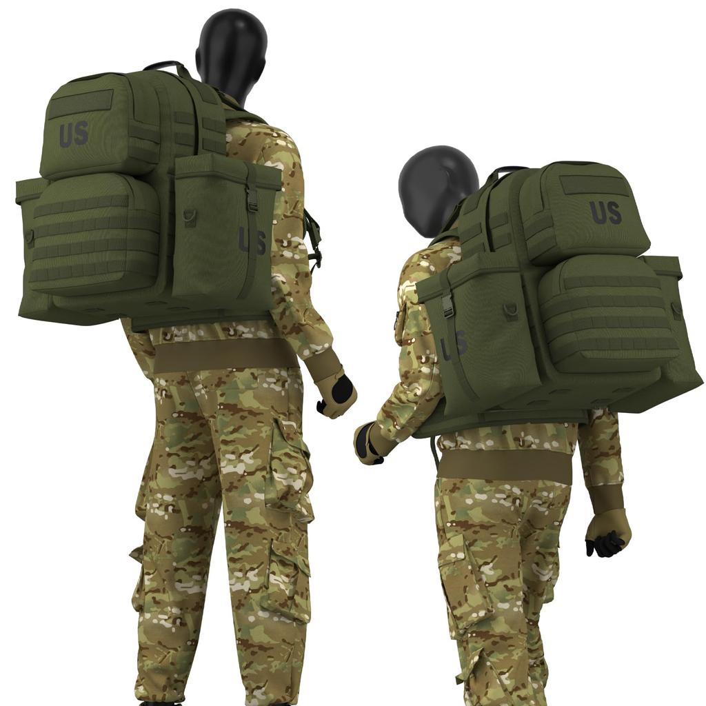 Военный рюкзак Molle II Армейский средний рюкзак 50 л с рамой для скалолазания и кемпинга Оливковый [Akmax.cn] Мультикам/зеленый (Рамка Драб)