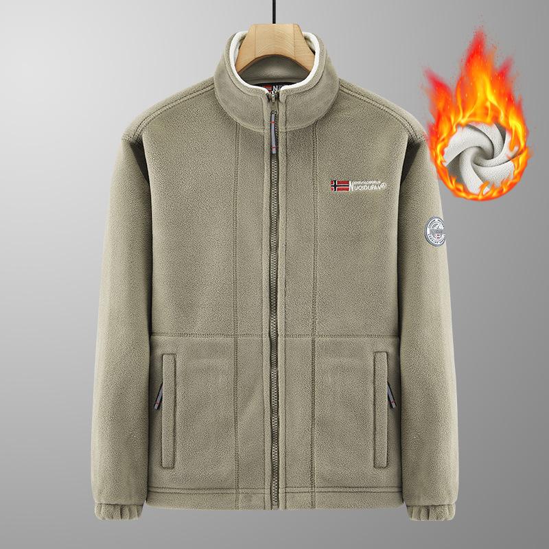Plush and Thickened Double-sided Fleece Jacket for Men's Warmth Casual and Loose Size Jacket