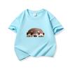 Kids Cotton T Shirt Cute Peeking Otter Print Crew Neck Short Sleeve Tee Casual Breathable Boys Girls Summer Tops