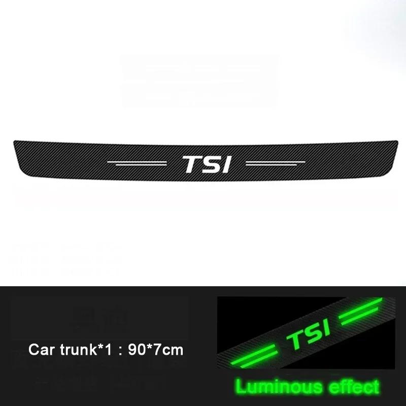 RSQ1 Valve Stems Caps Luminous Auto Door Sill Protect Decals Anti Scratching, For Volkswagen VW TSI Logo Car Threshold Strip Welcome