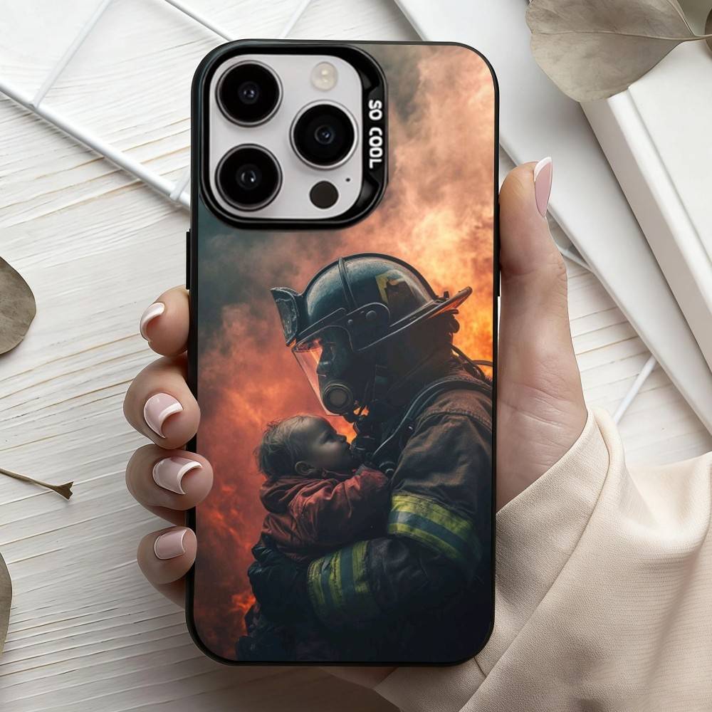 Пожар Пожарный Чехол для Телефона Для iPhone17,16,15,14,13,12,11 Plus,Pro Max Черный Конфетный Посеребренный Чехол