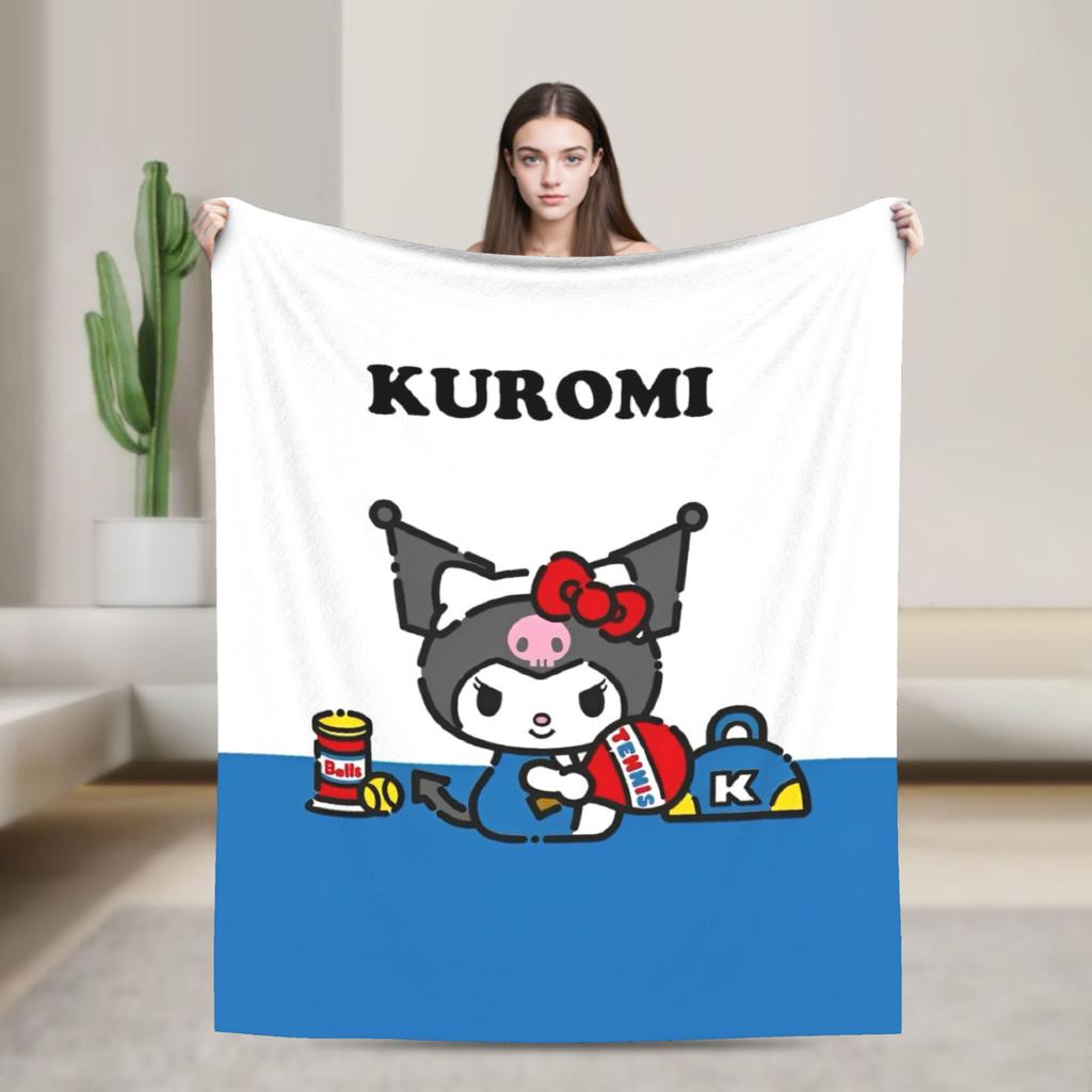 Фиолетовые пледы Kuromi Кавайный мультяшный шерстяной Потрясающие дышащие пледы для покрывала Осень/Зима