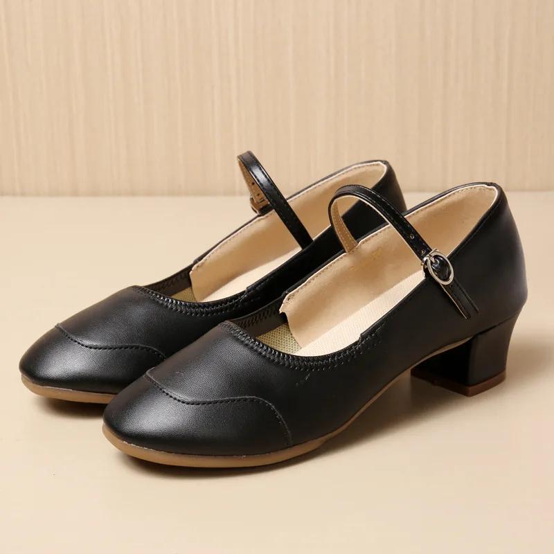 Танцевальная обувь для женщин и девочек, женская, латиноамериканская, бальная, современная, сальса, тренировочная, с закрытым носком, квадратная, мягкая резиновая подошва