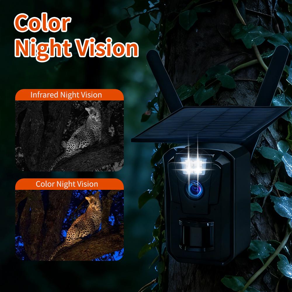 4G Уличная охотничья камера на солнечных батареях с полноцветным ночным видением