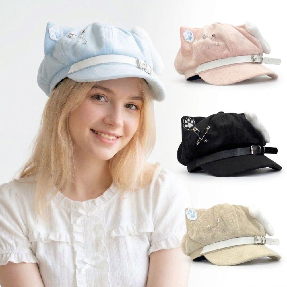 Cat Ears Newsboy Cap Anime Baseball Cap Popular Women's Beret Everyday Outfits